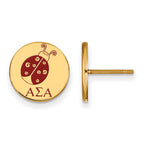 Sterling Silver Gold-plated LogoArt Alpha Sigma Alpha Sorority Symbol Color Enamel Post Earrings