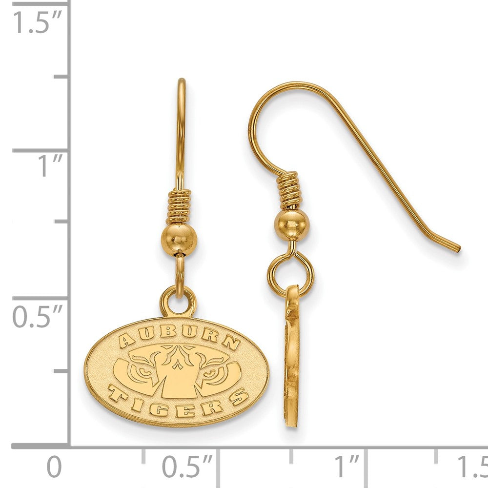 Sterling Silver Gold-plated LogoArt Auburn Tigers Extra Small Dangle Wire Earrings
