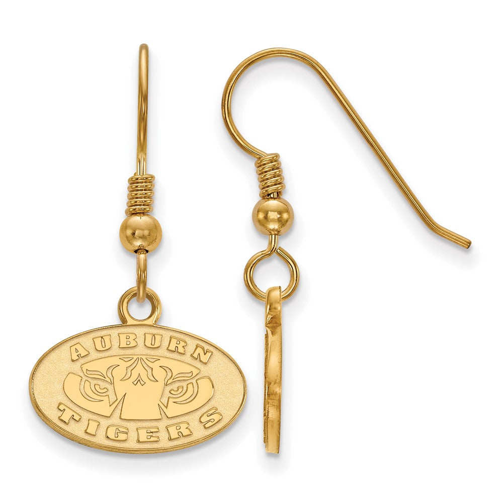 Sterling Silver Gold-plated LogoArt Auburn Tigers Extra Small Dangle Wire Earrings