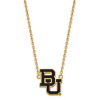 Sterling Silver Gold-plated LogoArt Baylor University Bears Large Enameled Pendant 18 inch Necklace