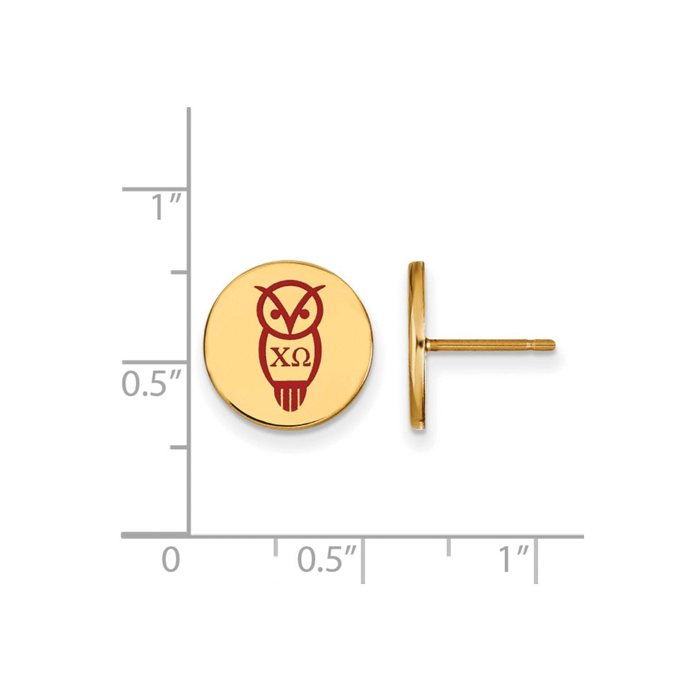 Sterling Silver Gold-plated LogoArt Chi Omega Sorority Symbol Color Enamel Post Earrings