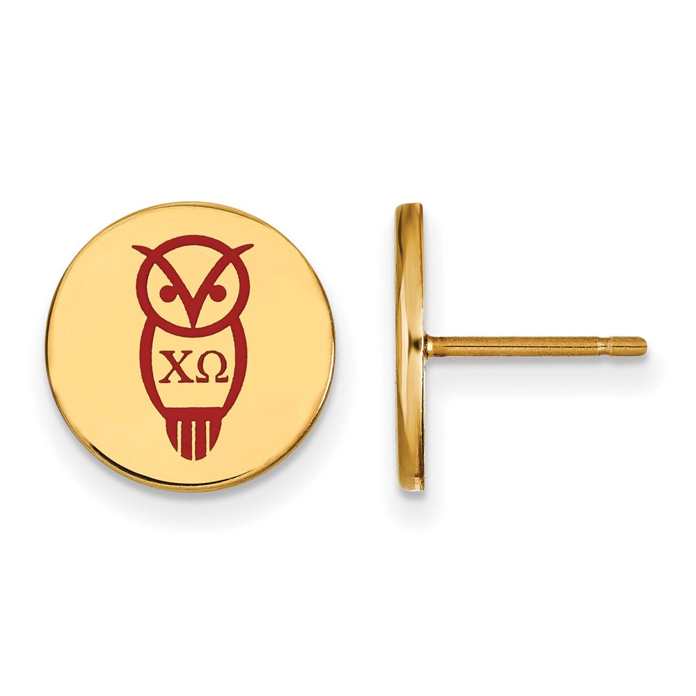 Sterling Silver Gold-plated LogoArt Chi Omega Sorority Symbol Color Enamel Post Earrings