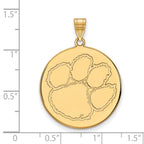 10k Gold LogoArt Clemson University Tiger Paw Extra Large Disc Pendant