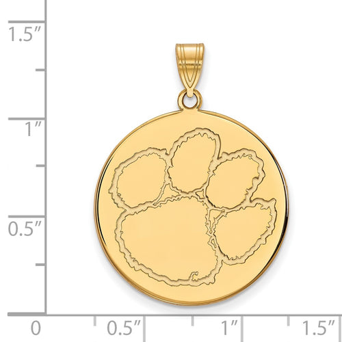 10k Gold LogoArt Clemson University Tiger Paw Extra Large Disc Pendant