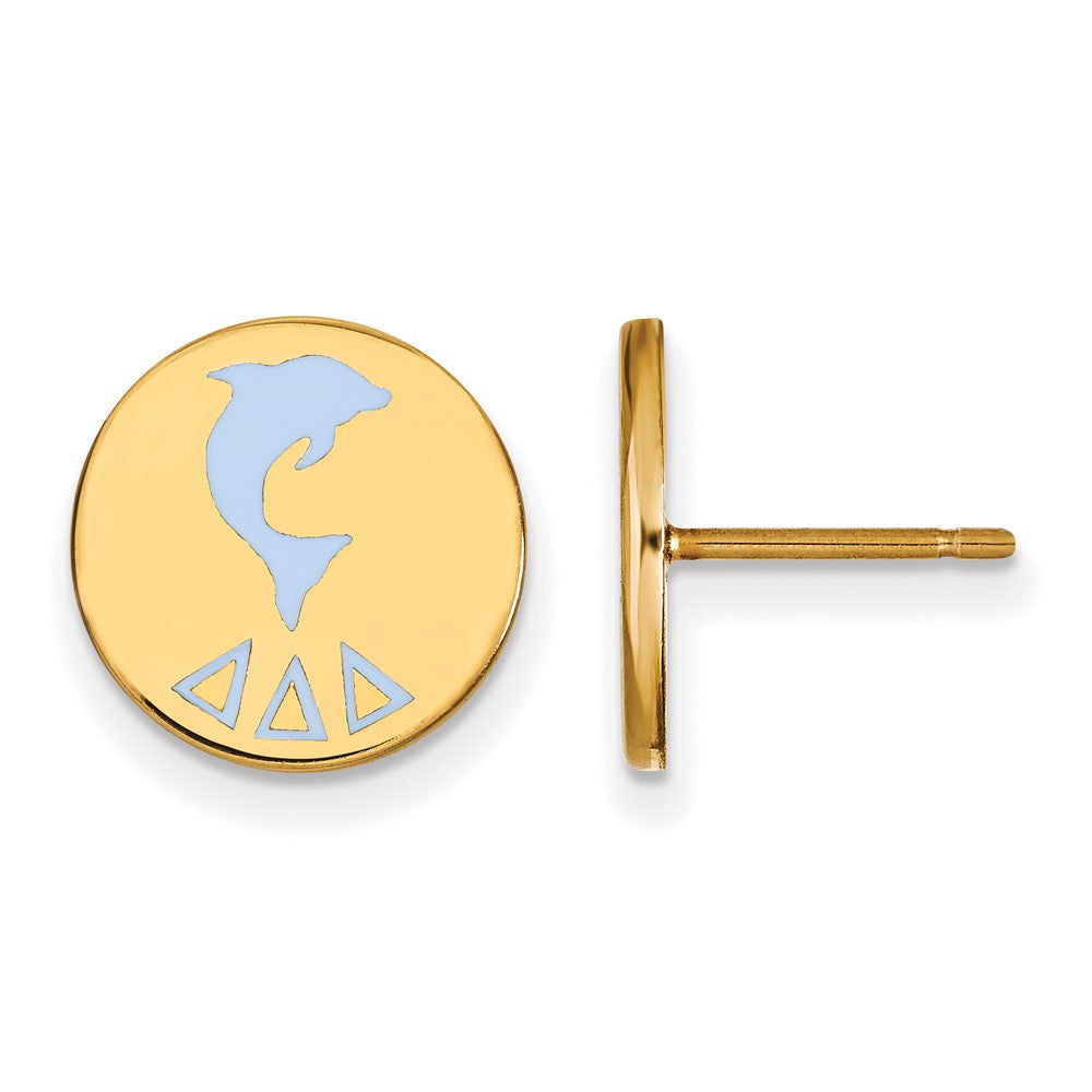 Sterling Silver Gold-plated LogoArt Delta Delta Delta Sorority Symbol Color Enamel Post Earrings