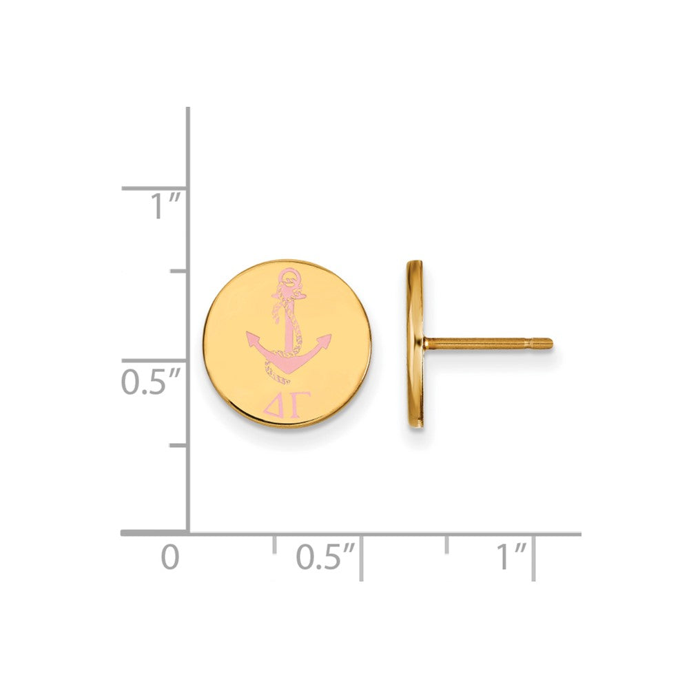 Sterling Silver Gold-plated LogoArt Delta Gamma Sorority Symbol Color Enamel Post Earrings