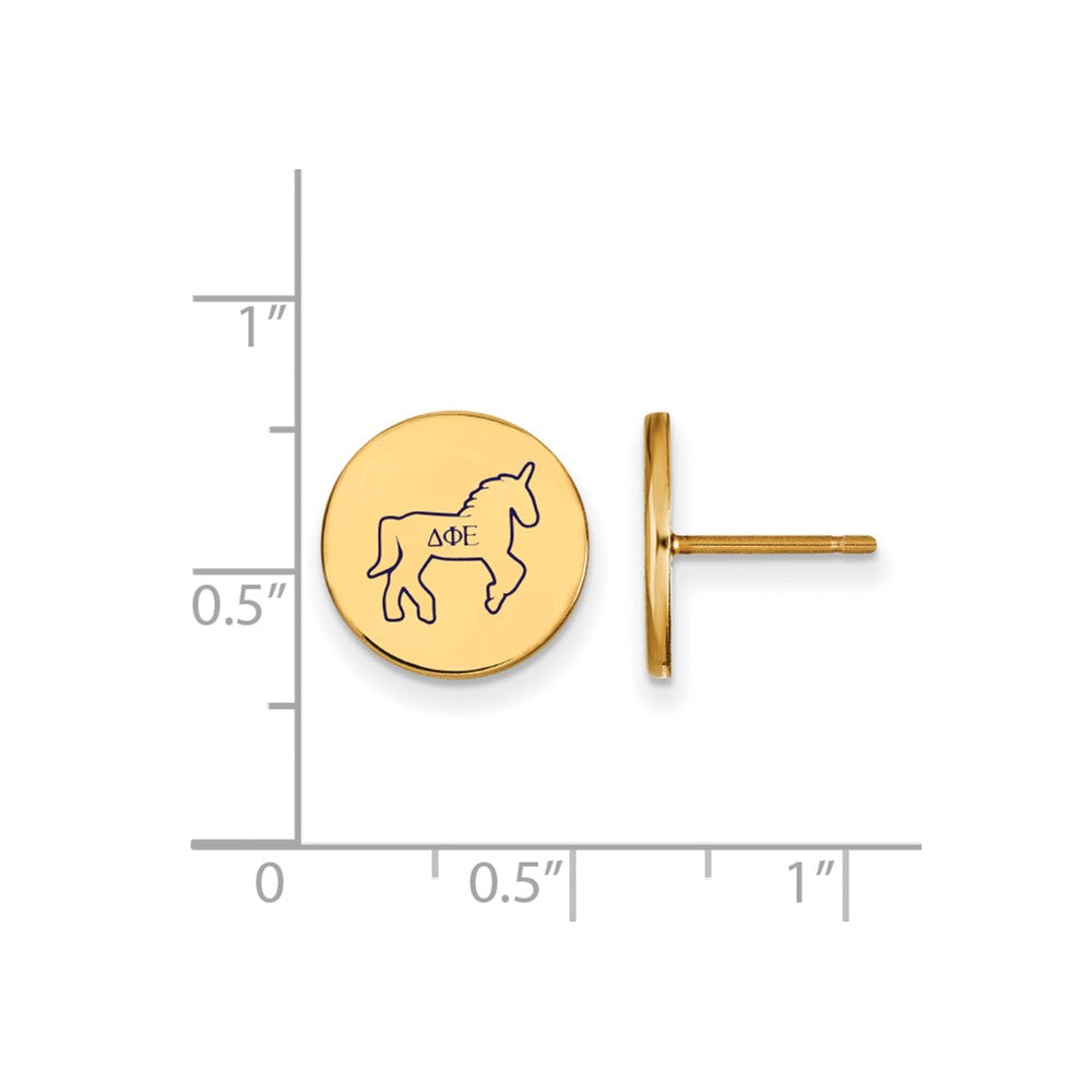 Sterling Silver Gold-plated LogoArt Delta Phi Epsilon Sorority Symbol Color Enamel Post Earrings