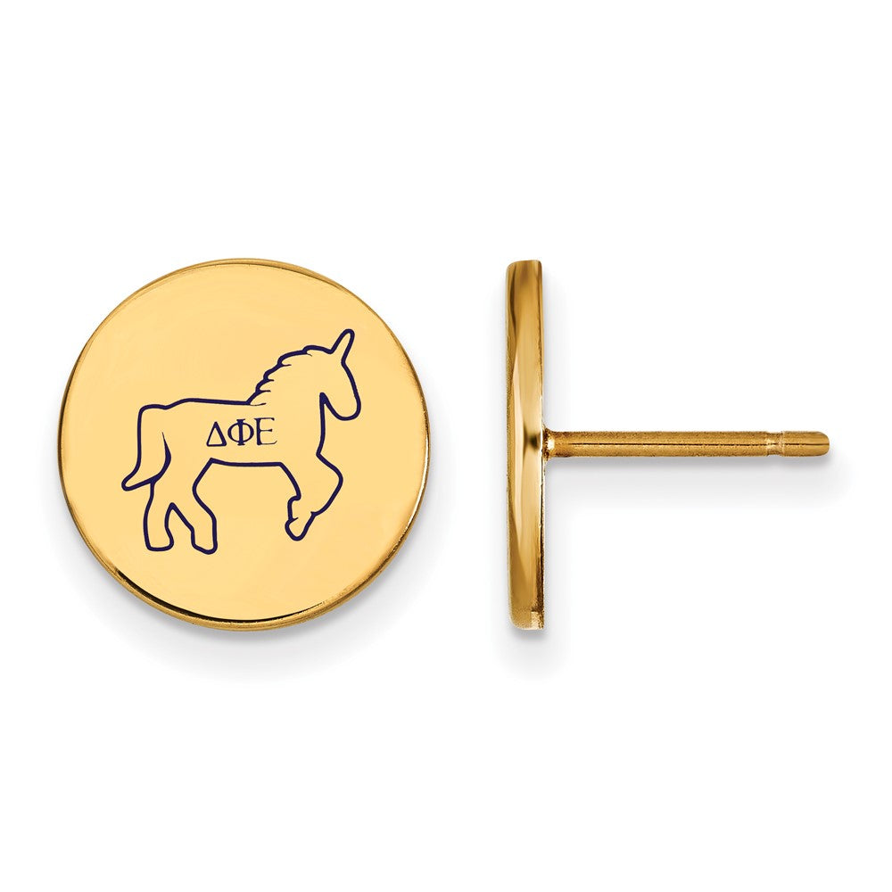 Sterling Silver Gold-plated LogoArt Delta Phi Epsilon Sorority Symbol Color Enamel Post Earrings