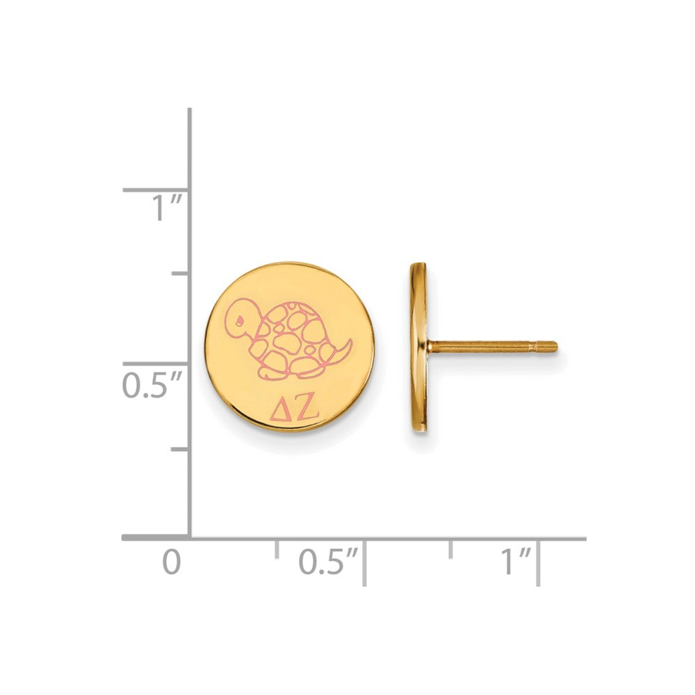 Sterling Silver Gold-plated LogoArt Delta Zeta Sorority Symbol Color Enamel Post Earrings