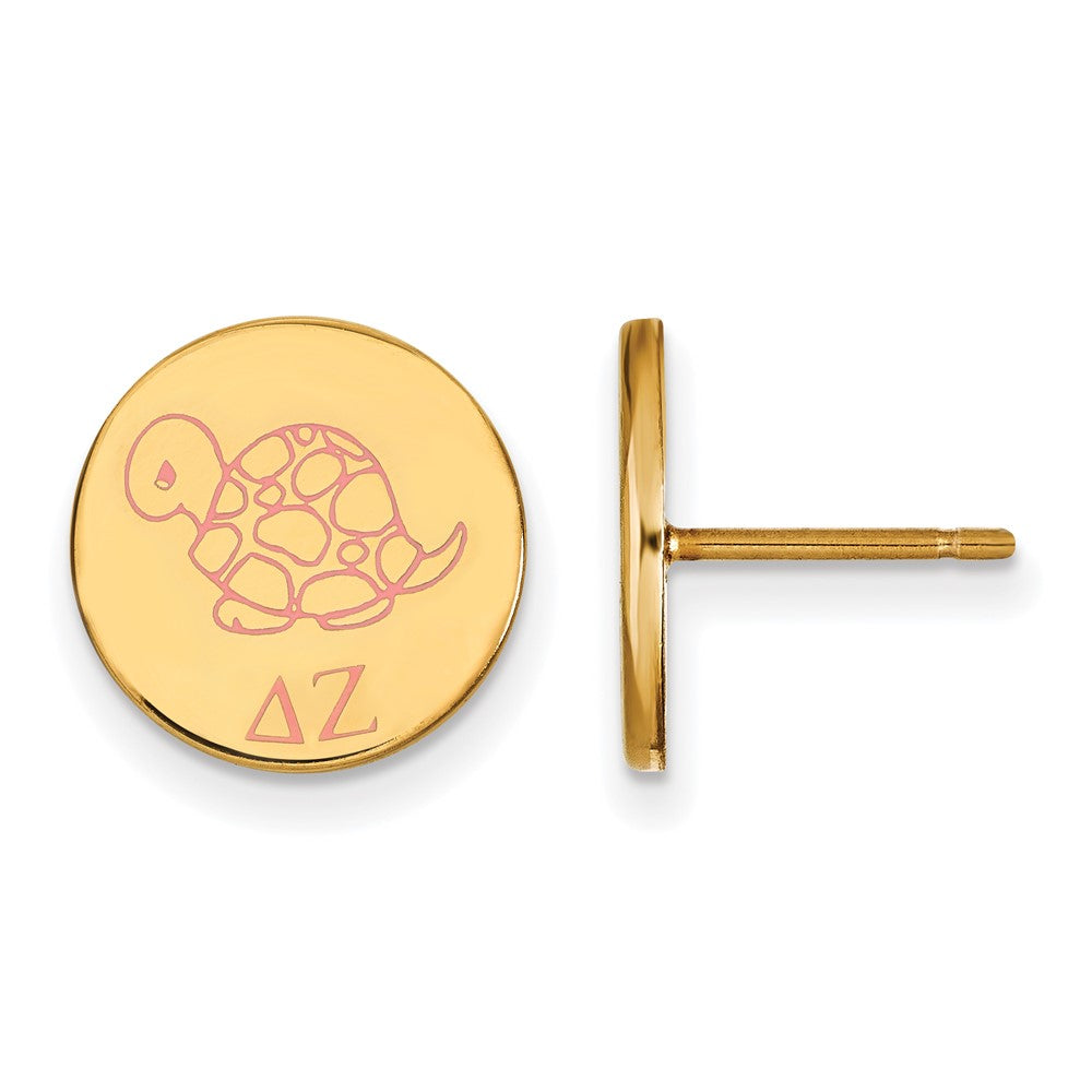 Sterling Silver Gold-plated LogoArt Delta Zeta Sorority Symbol Color Enamel Post Earrings