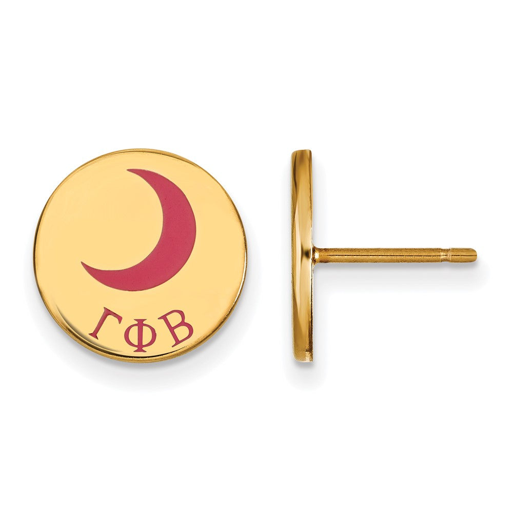 Sterling Silver Gold-plated LogoArt Gamma Phi Beta Sorority Symbol Color Enamel Post Earrings