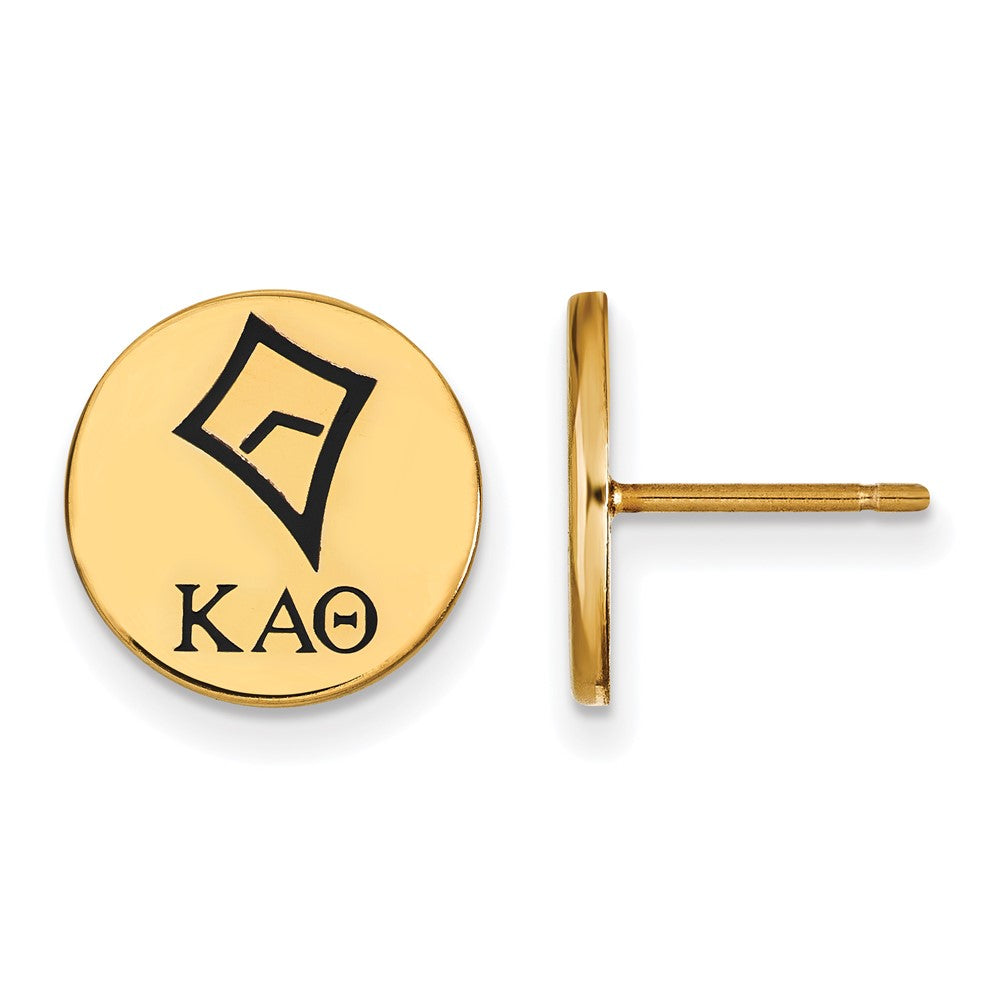 Sterling Silver Gold-plated LogoArt Kappa Alpha Theta Sorority Symbol Color Enamel Post Earrings