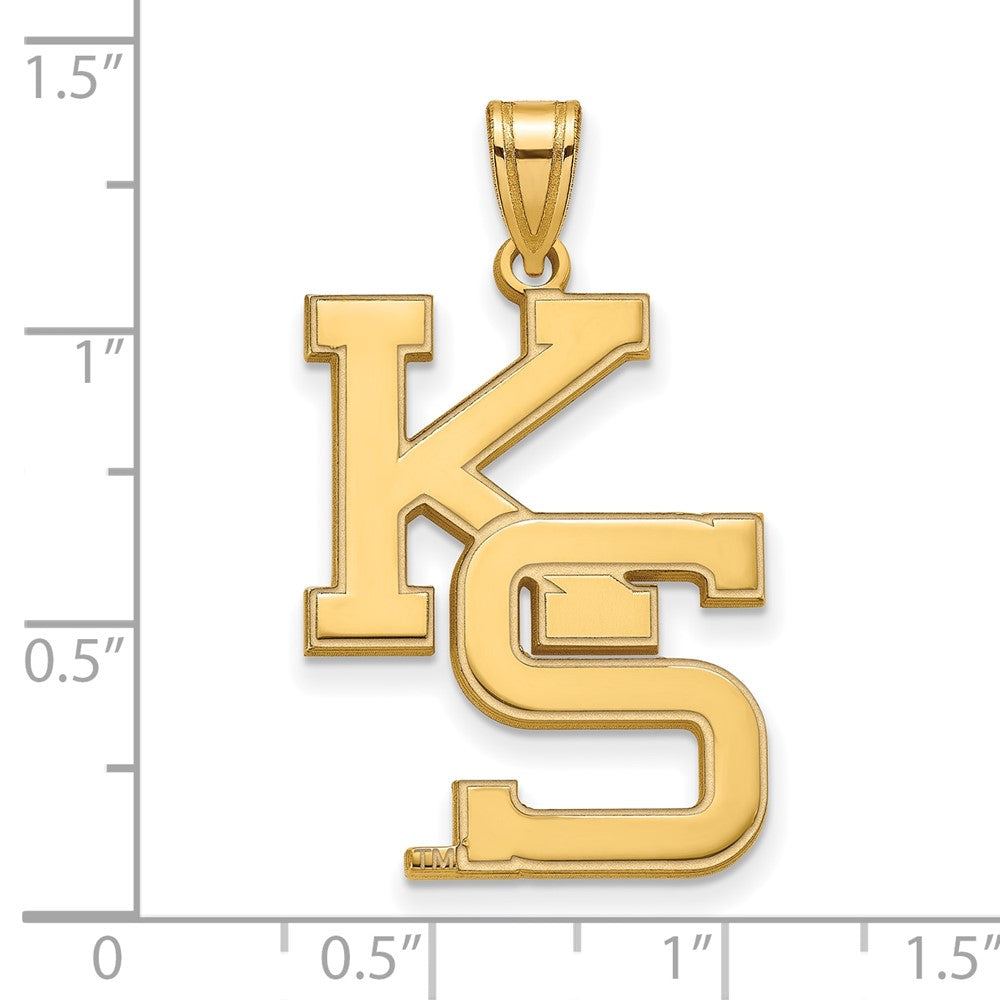 Sterling Silver Gold-plated LogoArt Kansas State University K-S Extra Large Pendant