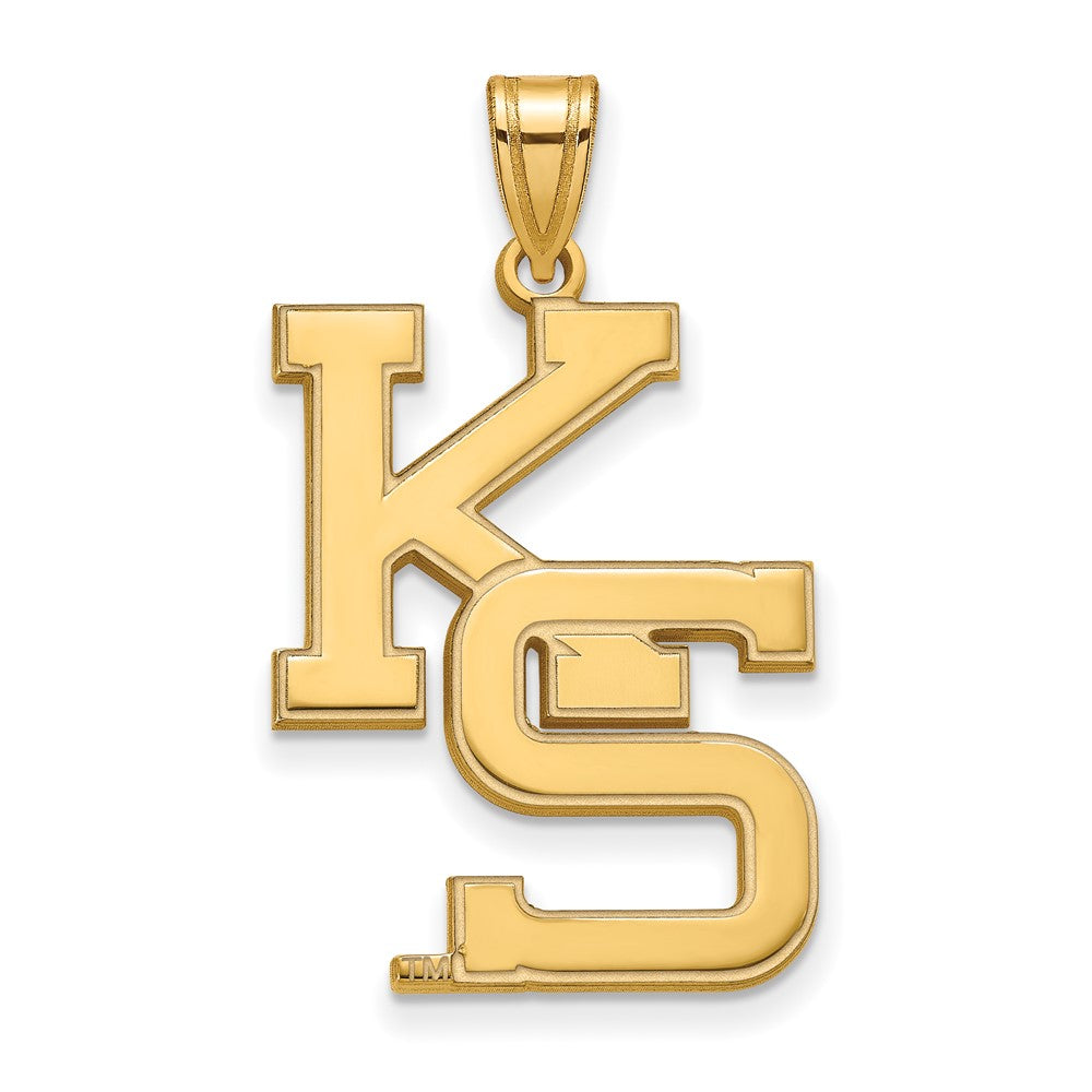 Sterling Silver Gold-plated LogoArt Kansas State University K-S Extra Large Pendant