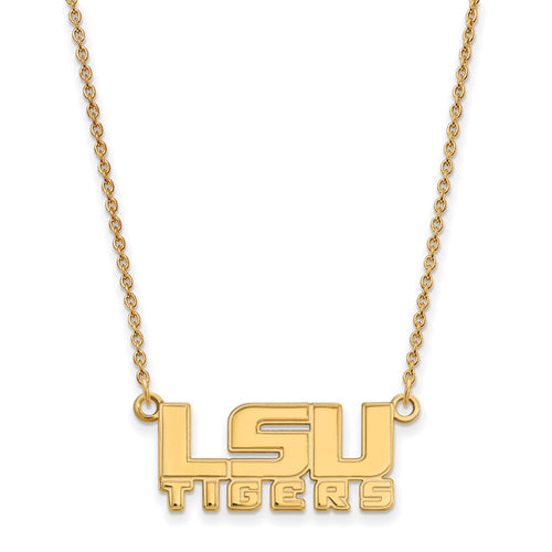 10k Gold LogoArt Louisiana State University L-S-U Tigers Small Pendant 18 inch Necklace