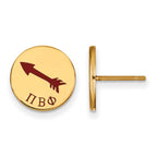 Sterling Silver Gold-plated LogoArt Pi Beta Phi Sorority Symbol Color Enamel Post Earrings