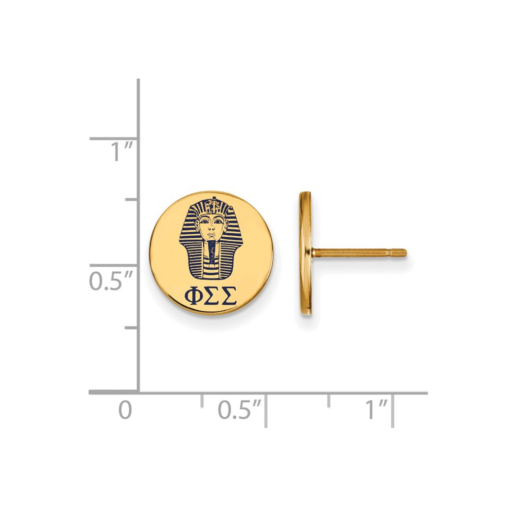 Sterling Silver Gold-plated LogoArt Phi Sigma Sigma Sorority Symbol Color Enamel Post Earrings
