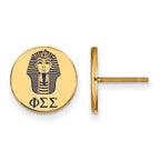 Sterling Silver Gold-plated LogoArt Phi Sigma Sigma Sorority Symbol Color Enamel Post Earrings