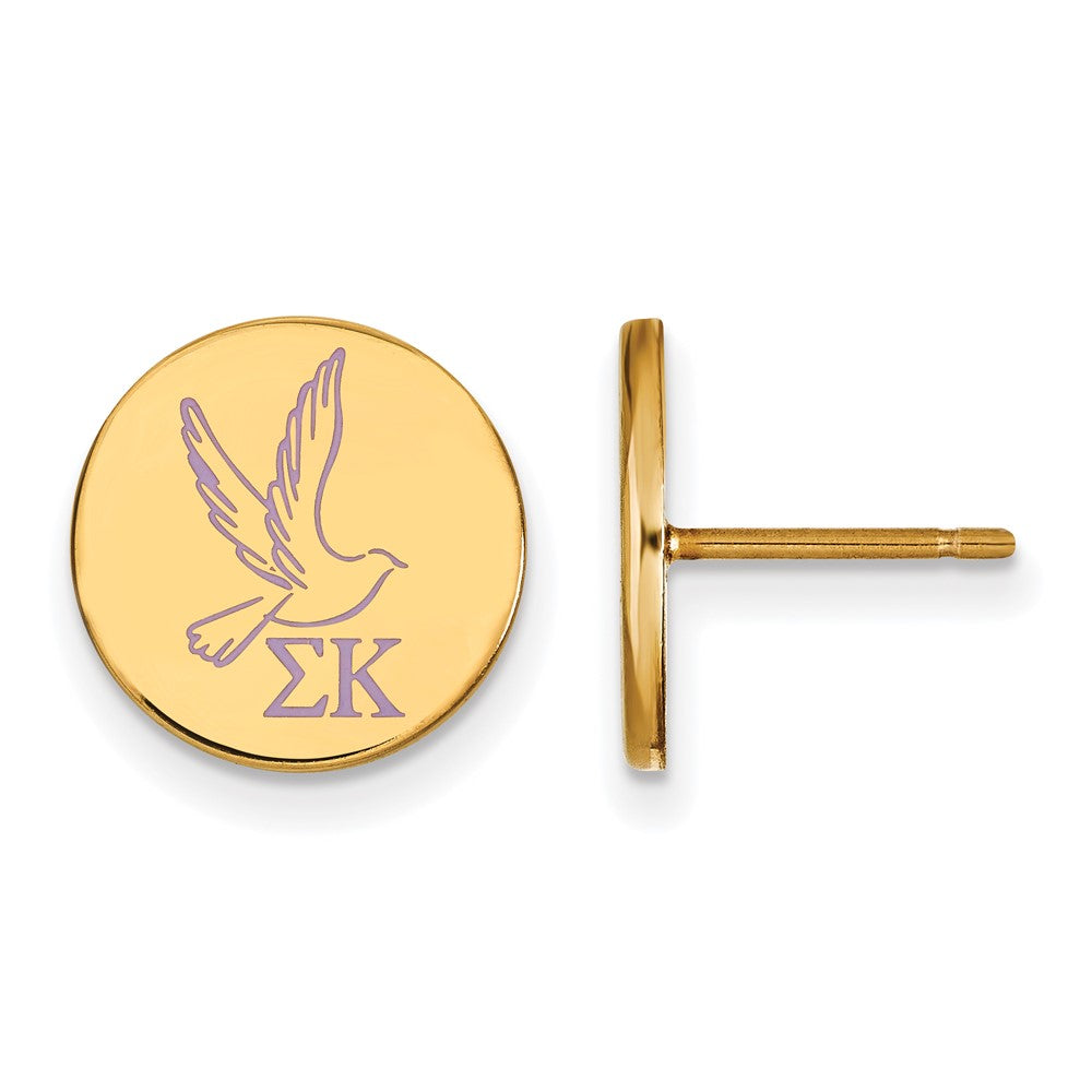 Sterling Silver Gold-plated LogoArt Sigma Kappa Sorority Symbol Color Enamel Post Earrings