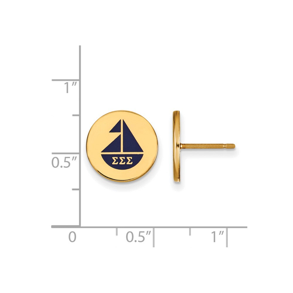 Sterling Silver Gold-plated LogoArt Sigma Sigma Sigma Sorority Symbol Color Enamel Post Earrings