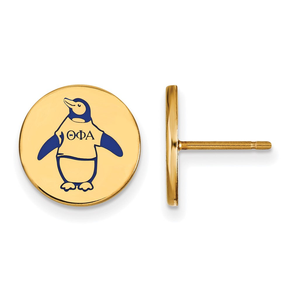 Sterling Silver Gold-plated LogoArt Theta Phi Alpha Sorority Symbol Color Enamel Post Earrings
