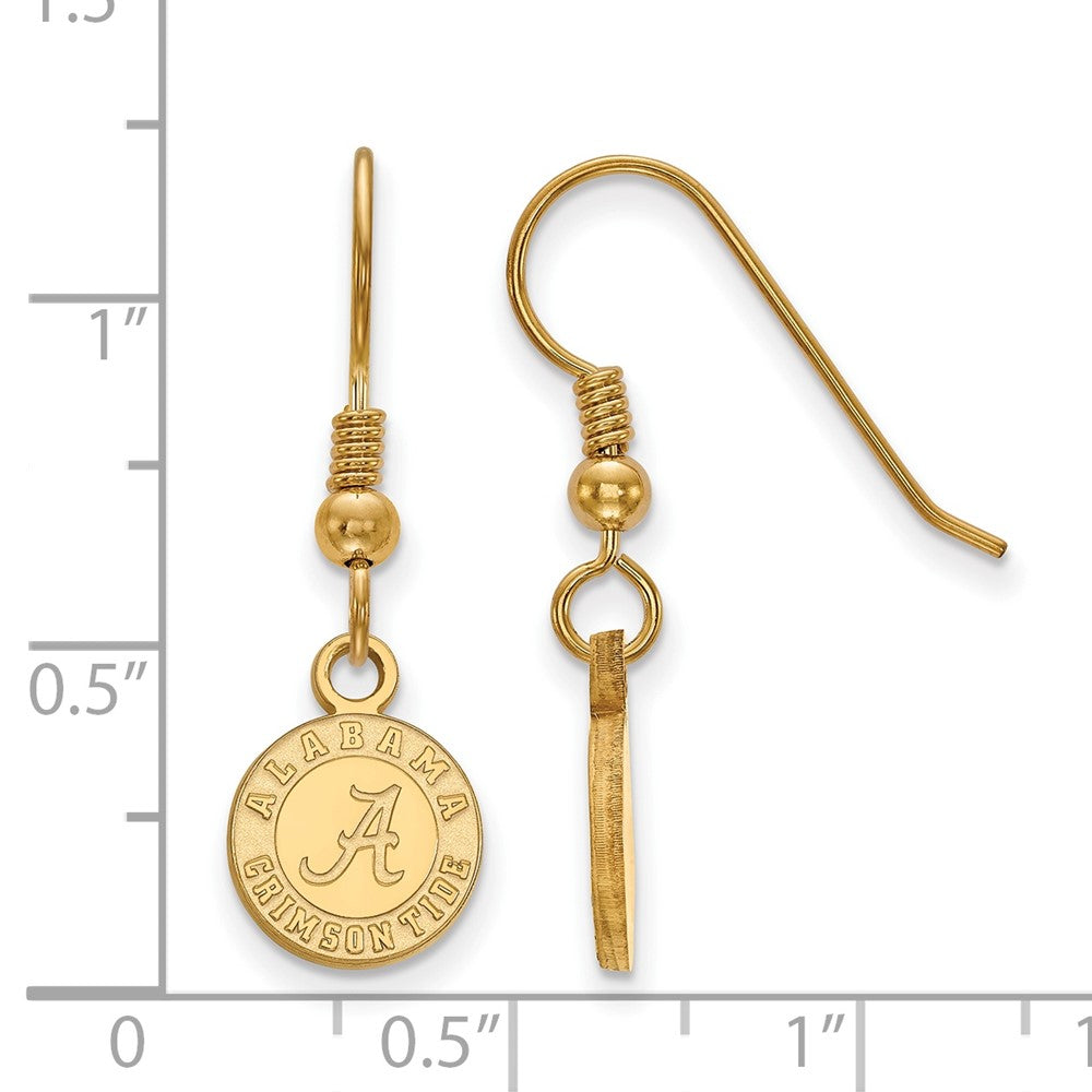 Sterling Silver Gold-plated LogoArt University of Alabama Crimson Tide Extra Small Dangle Wire Earrings