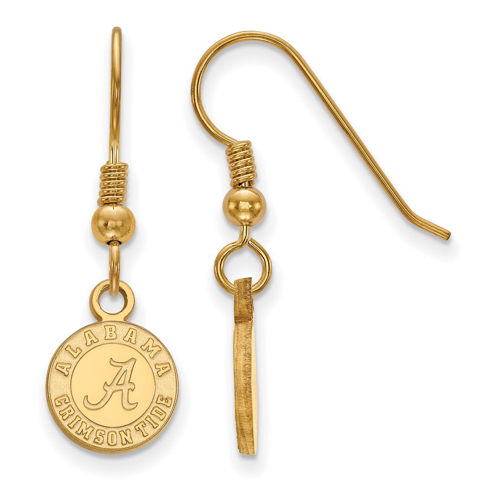 Sterling Silver Gold-plated LogoArt University of Alabama Crimson Tide Extra Small Dangle Wire Earrings
