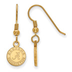 Sterling Silver Gold-plated LogoArt University of Alabama Crimson Tide Extra Small Dangle Wire Earrings