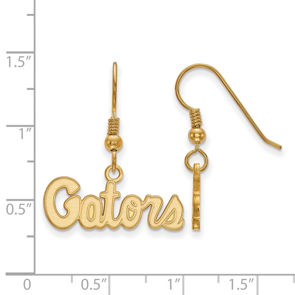 Sterling Silver Gold-plated LogoArt University of Florida Gators Script Extra Small Dangle Wire Earrings