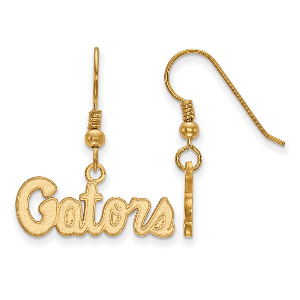 Sterling Silver Gold-plated LogoArt University of Florida Gators Script Extra Small Dangle Wire Earrings