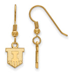 Sterling Silver Gold-plated LogoArt University of Illinois Victory Badge Extra Small Dangle Wire Earrings