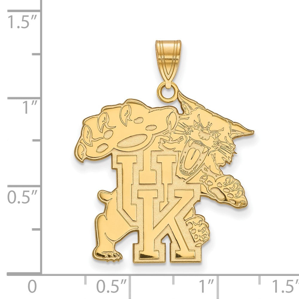 Sterling Silver Gold-plated LogoArt University of Kentucky U-K Wildcat Extra Large Pendant