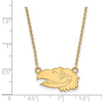 10k Gold LogoArt University of Kansas Jayhawk Small Pendant 18 inch Necklace