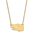 Sterling Silver Gold-plated LogoArt University of Kansas Jayhawk Small Pendant 18 inch Necklace