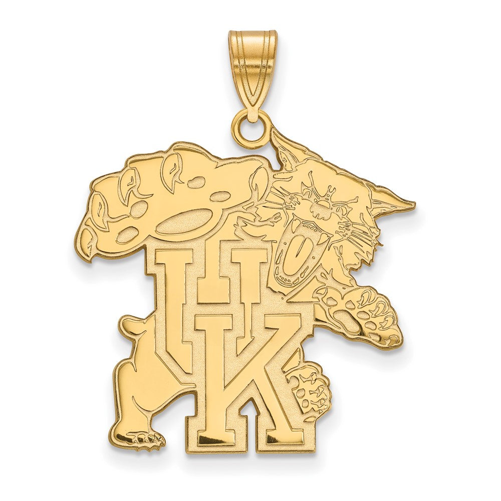 Sterling Silver Gold-plated LogoArt University of Kentucky U-K Wildcat Extra Large Pendant