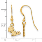 Sterling Silver Gold-plated LogoArt University of Mississippi Ole Miss Extra Small Dangle Wire Earrings