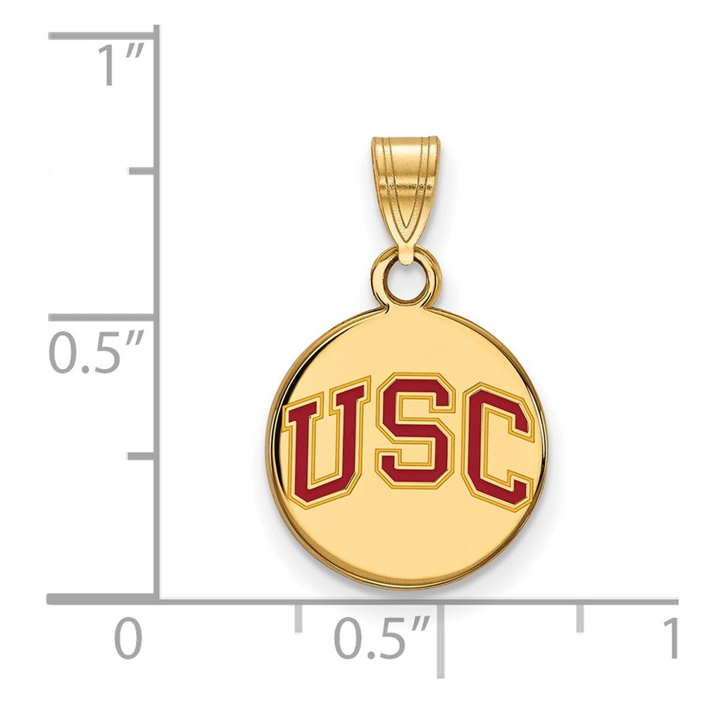 Sterling Silver Gold-plated University of Southern California U-S-C Small Enameled Disc Pendant
