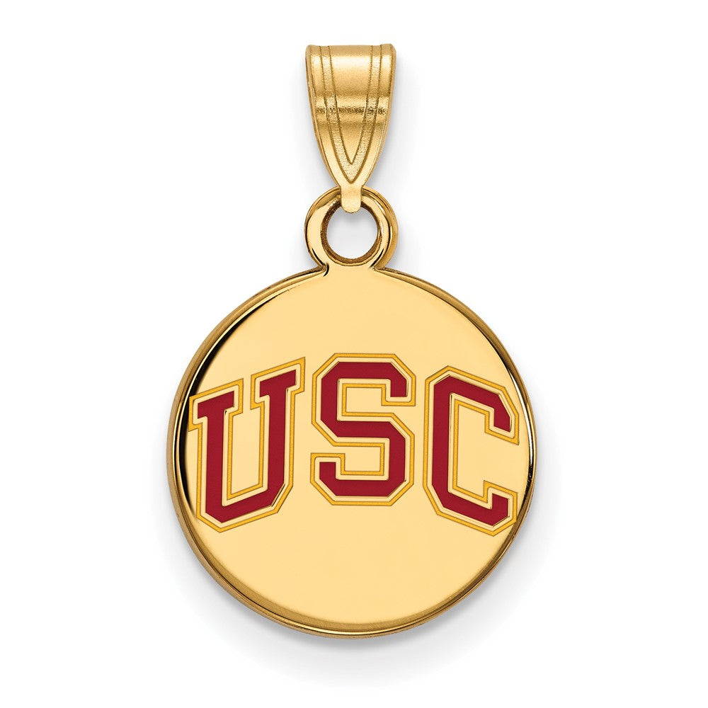 Sterling Silver Gold-plated University of Southern California U-S-C Small Enameled Disc Pendant