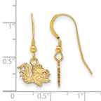 Sterling Silver Gold-plated LogoArt University of South Carolina Gamecock Extra Small Dangle Wire Earrings
