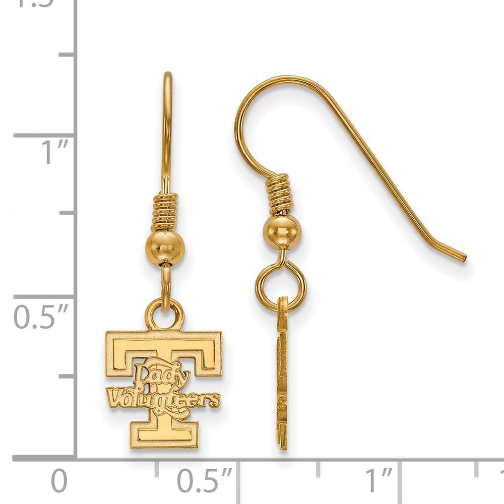 Sterling Silver Gold-plated LogoArt University of Tennessee Lady Volunteers Extra Small Dangle Wire Earrings