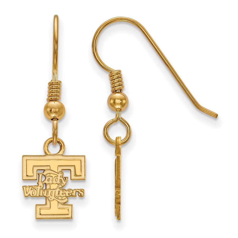 Sterling Silver Gold-plated LogoArt University of Tennessee Lady Volunteers Extra Small Dangle Wire Earrings