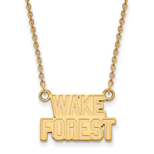 10k Gold LogoArt Wake Forest University W-F Deacon Small Pendant 18 inch Necklace