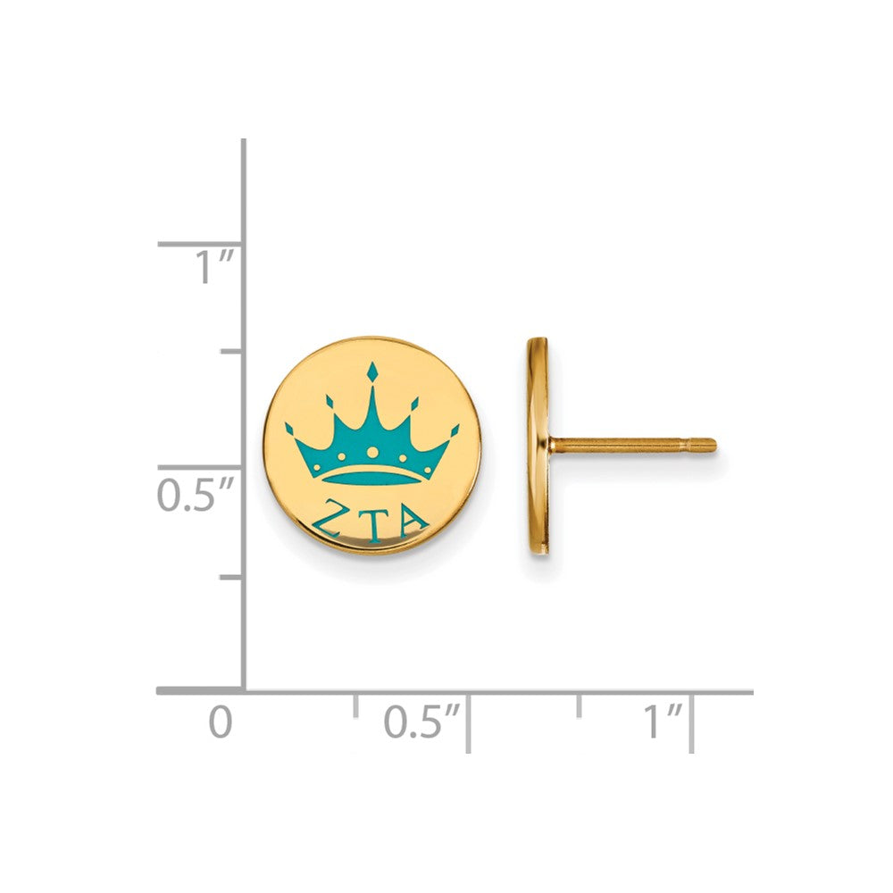 Sterling Silver Gold-plated LogoArt Zeta Tau Alpha Sorority Symbol Color Enamel Post Earrings