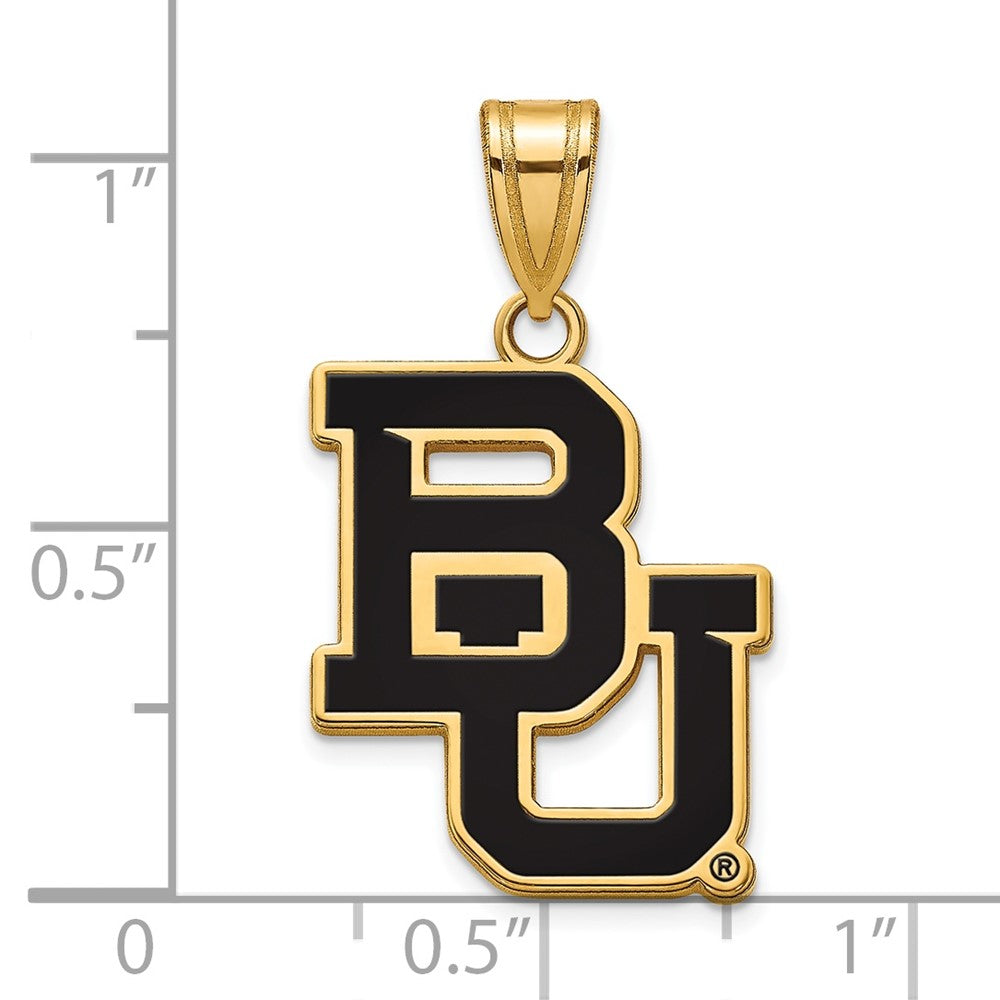 Sterling Silver Gold-plated LogoArt Baylor University Bears Large Enameled Pendant