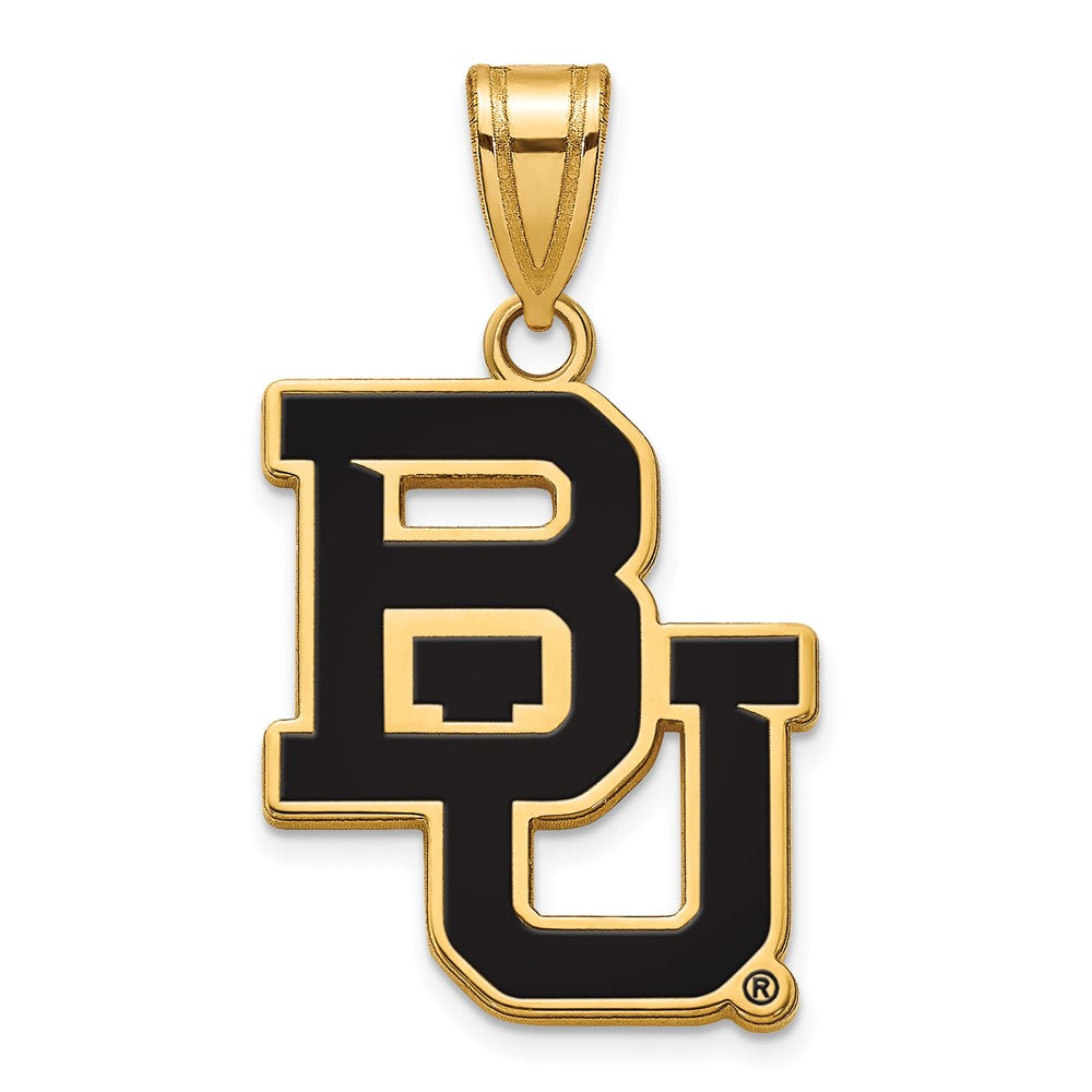 Sterling Silver Gold-plated LogoArt Baylor University Bears Large Enameled Pendant