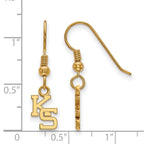 Sterling Silver Gold-plated LogoArt Kansas State University K-S Extra Small Dangle Wire Earrings