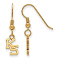 Sterling Silver Gold-plated LogoArt Kansas State University K-S Extra Small Dangle Wire Earrings
