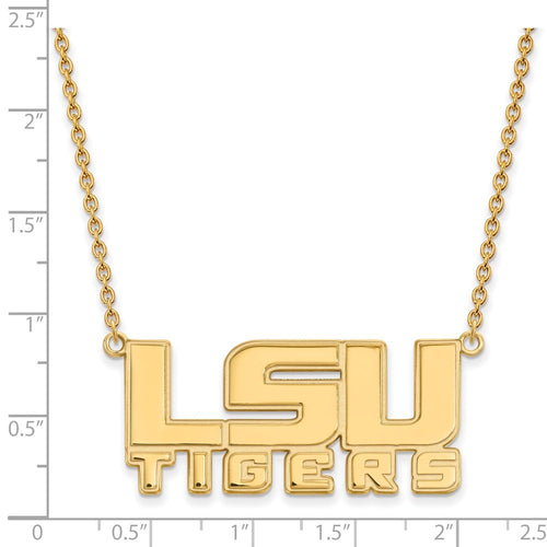 10k Gold LogoArt Louisiana State University L-S-U Tigers Large Pendant 18 inch Necklace