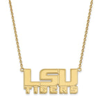 10k Gold LogoArt Louisiana State University L-S-U Tigers Large Pendant 18 inch Necklace