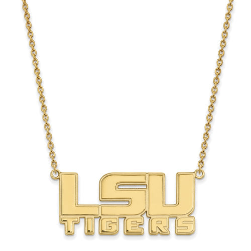 10k Gold LogoArt Louisiana State University L-S-U Tigers Large Pendant 18 inch Necklace